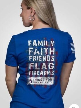 Women’s Blue Short Sleeve Graphic Tee - Patriotic Statement